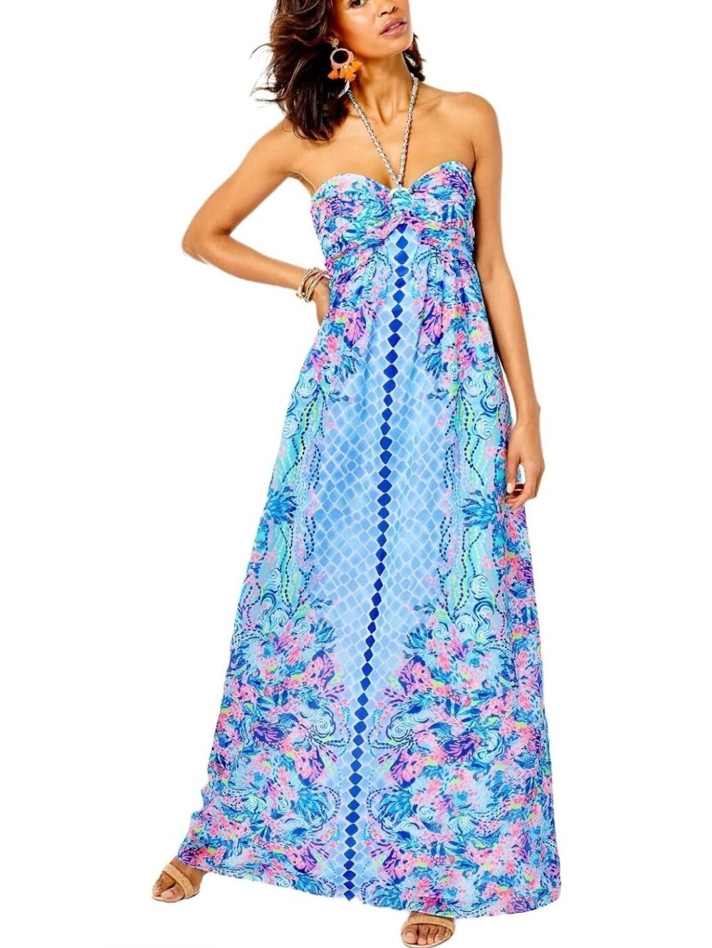 NWT Lilly Pulitzer Women's Viv Maxi Dress in Multi - Hidden Treasure Engineered - Picture 1 of 6